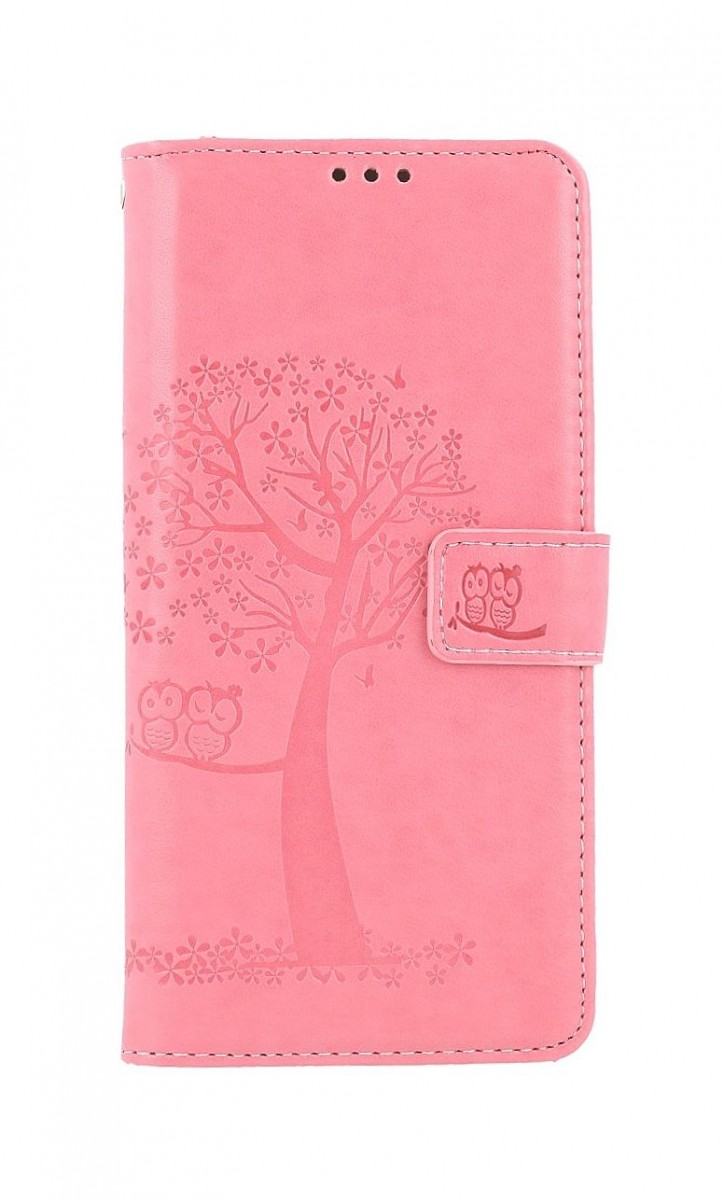 Knížkové pouzdro na Samsung A22 Světle růžový strom sovičky 