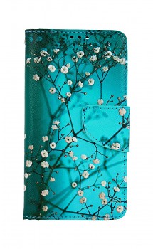 Knížkové pouzdro na iPhone 13 Modré s květy