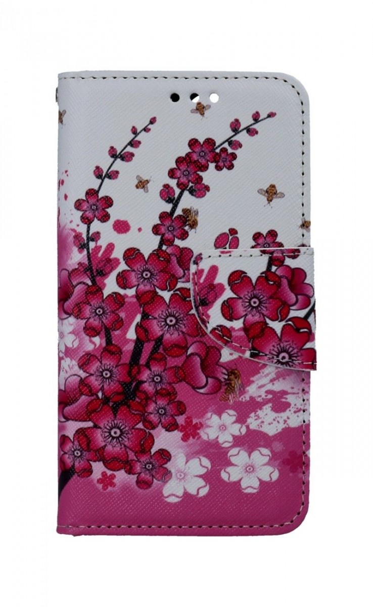 Levně Pouzdro TopQ iPhone 13 mini knížkové Kytičky textil 66386 (kryt neboli obal na mobil iPhone 13 mini)