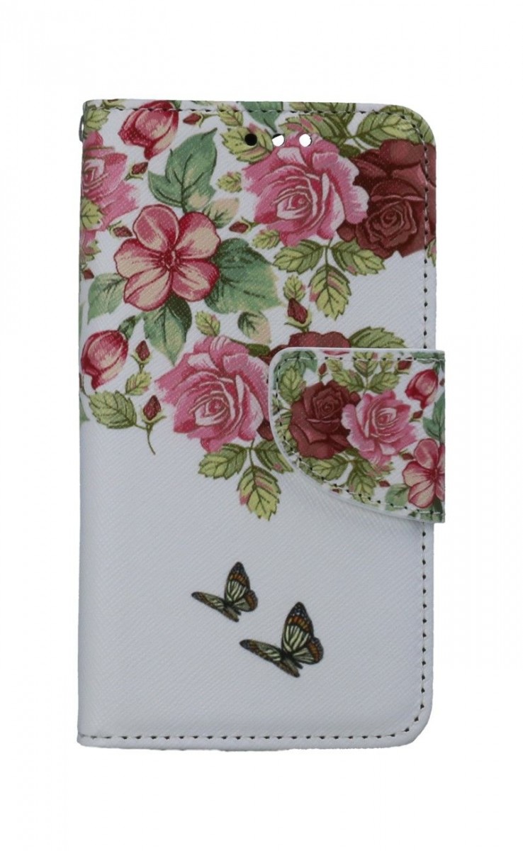 Levně Pouzdro TopQ iPhone 13 mini knížkové Něžné květy 66417 (kryt neboli obal na mobil iPhone 13 mini)