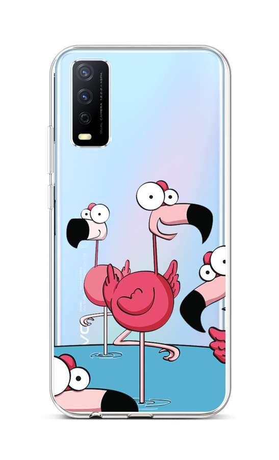 Zadní silikonový kryt na Vivo Y11s Cartoon Flamingos
