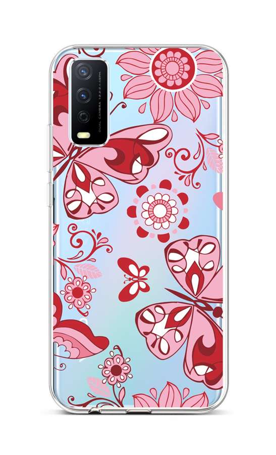 Levně Kryt TopQ Vivo Y20s silikon Pink Butterfly 67001 (pouzdro neboli obal na mobil Vivo Y20s)