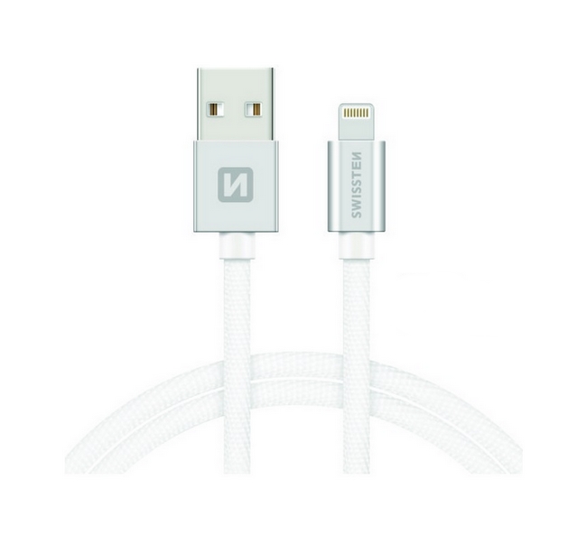 Levně Datový kabel Swissten Lightning pro iPhone 1,2m stříbrný 67920