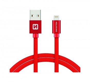 Datový kabel Swissten Lightning pro iPhone 1,2m červený