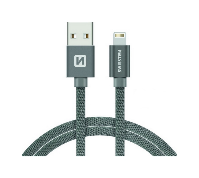 Levně Datový kabel Swissten Lightning pro iPhone 1,2m šedý 67925