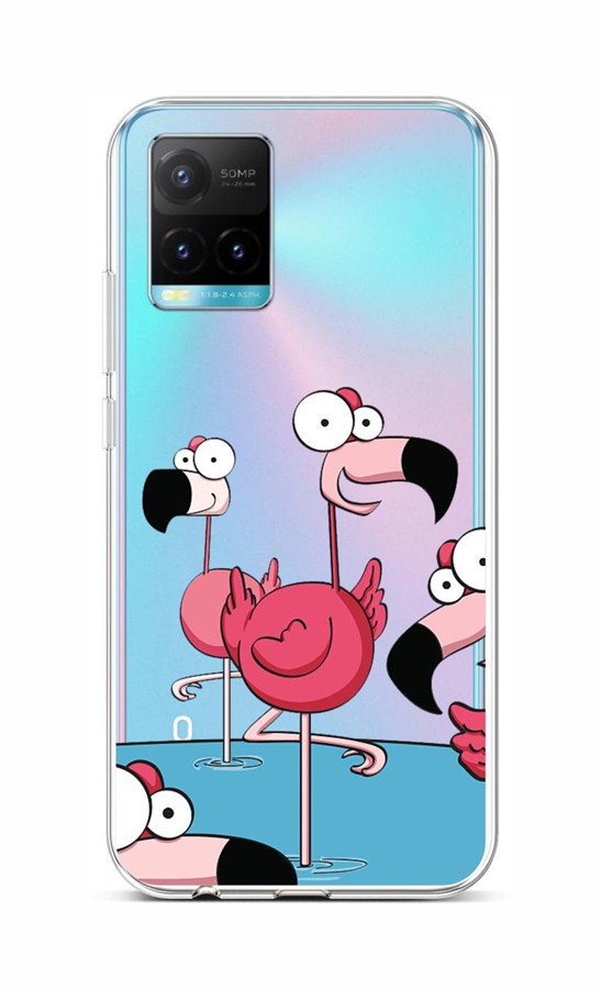 Zadní silikonový kryt na Vivo Y33s Cartoon Flamingos