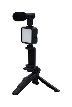 Tripod selfie tyč pro mobilní telefon s mikrofonem TopQ černá
