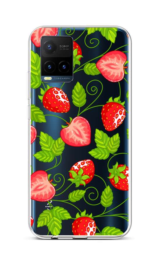 Zadní silikonový kryt na Vivo Y21s Strawberries