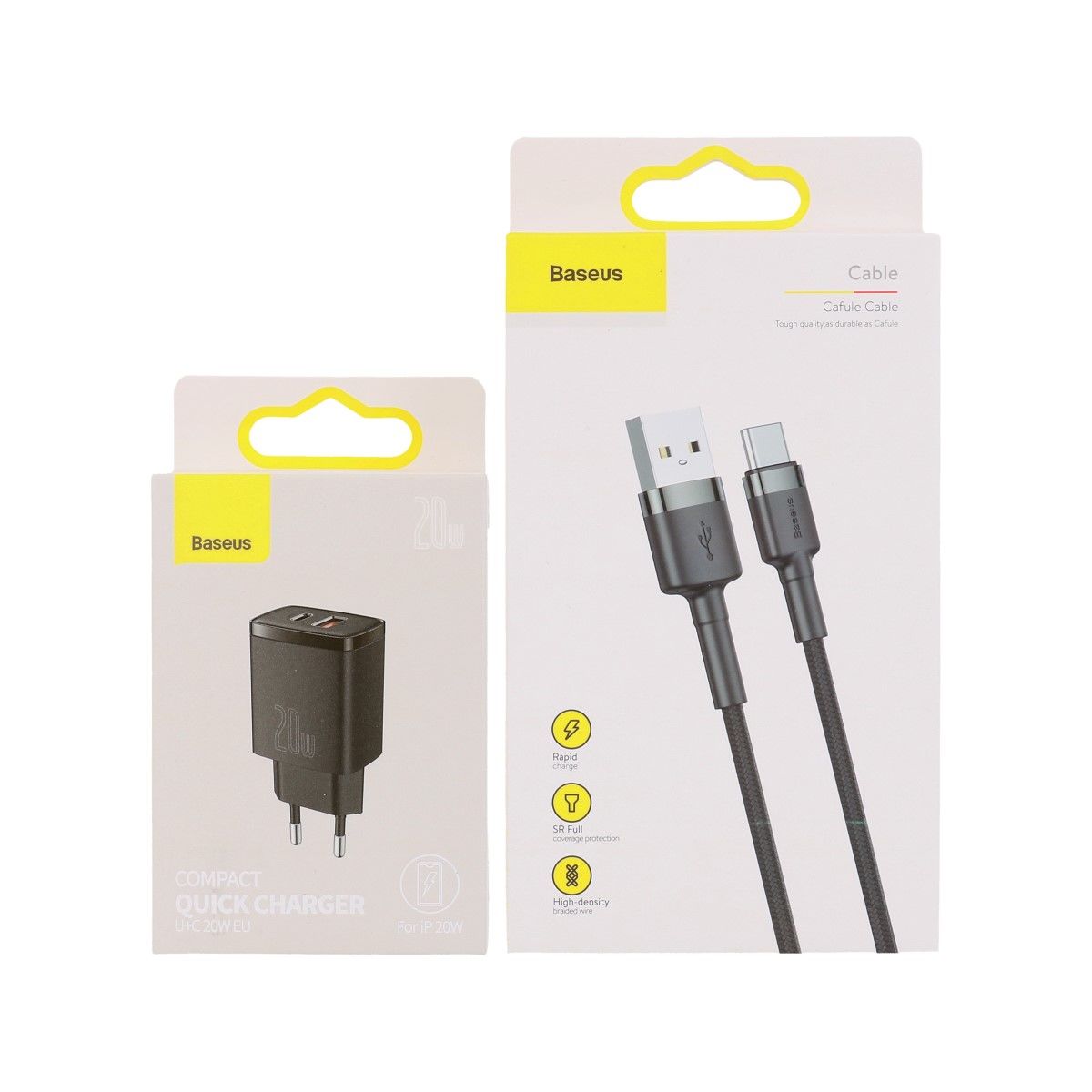 Levně Rychlonabíječka Baseus Compact 20W včetně datového kabelu USB-C černá 68760