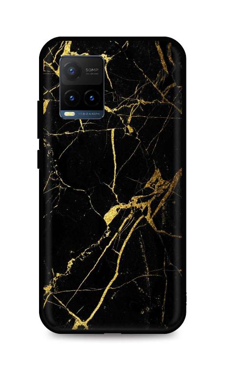 Zadní pevný kryt LUXURY na Vivo Y33s Marble černo-zlatý