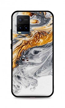 Zadní pevný kryt LUXURY na Vivo Y33s Marble šedo-zlatý