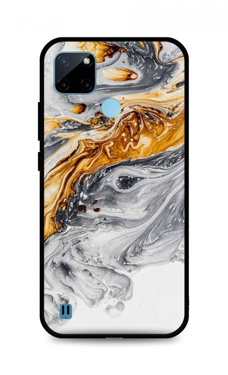Zadní pevný kryt LUXURY na Realme C21Y Marble šedo-zlatý