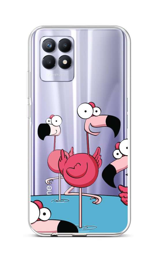 Levně Kryt TopQ Realme 8i silikon Cartoon Flamingos 69881 (pouzdro neboli obal na mobil Realme 8i)