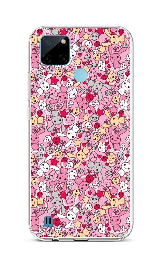 Levně Kryt TopQ Realme C21Y silikon Pink Bunnies 69914 (pouzdro neboli obal na mobil Realme C21Y)