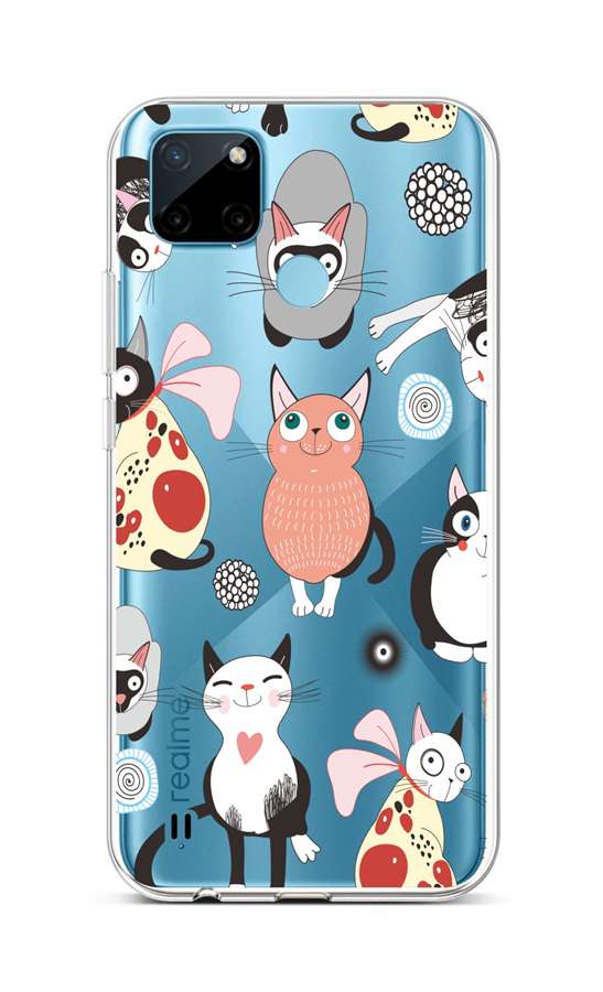 Levně Kryt TopQ Realme C21Y silikon Cats 2 69924 (pouzdro neboli obal na mobil Realme C21Y)