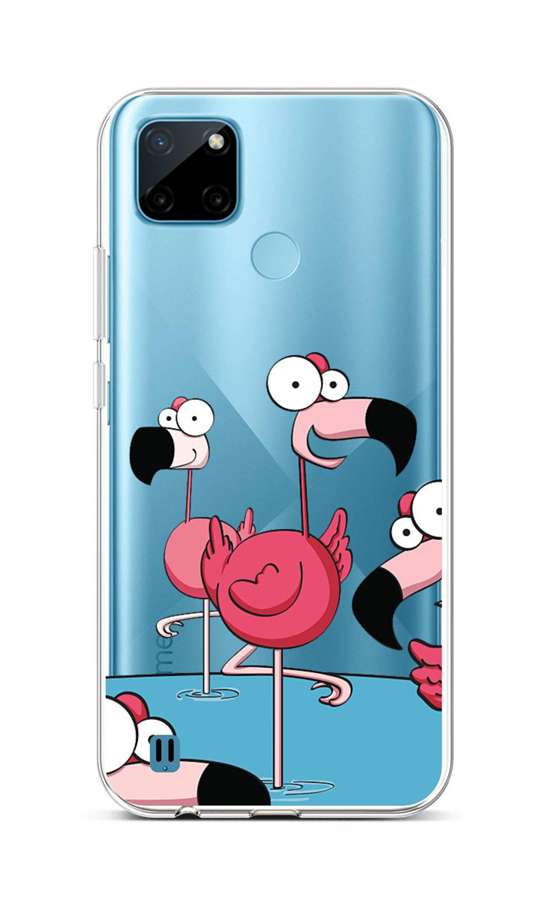 Levně Kryt TopQ Realme C21Y silikon Cartoon Flamingos 69929 (pouzdro neboli obal na mobil Realme C21Y)
