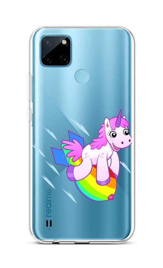 Levně Kryt TopQ Realme C21Y silikon Flying Unicorn 69930 (pouzdro neboli obal na mobil Realme C21Y)