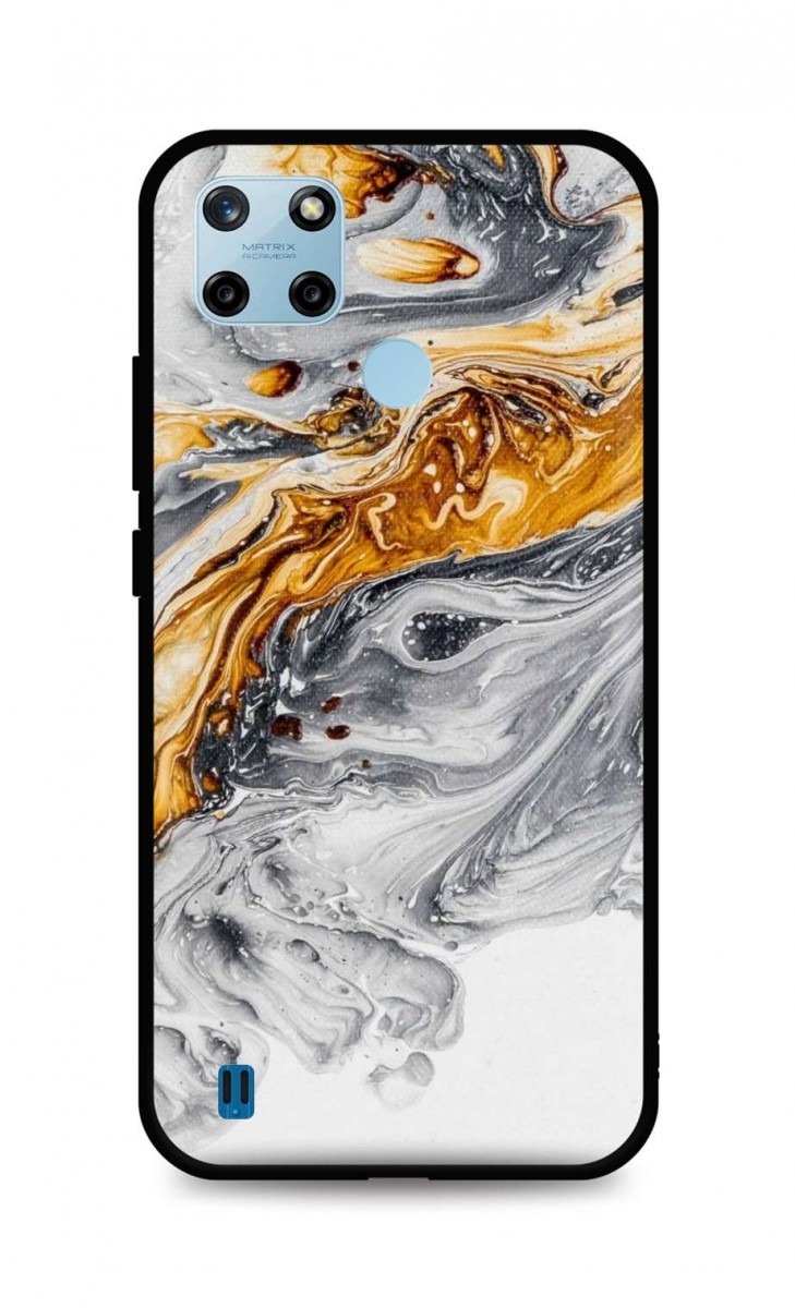 Levně Kryt TopQ LUXURY Realme C25Y pevný Marble šedo-zlatý 69974 (pouzdro neboli obal na mobil Realme C25Y)