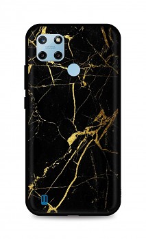 Zadní pevný kryt LUXURY na Realme C25Y Marble černo-zlatý