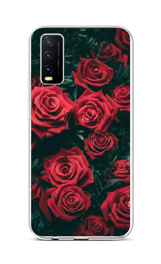 Levně Kryt TopQ Vivo Y20s silikon Červené růžičky 70125 (pouzdro neboli obal na mobil Vivo Y20s)