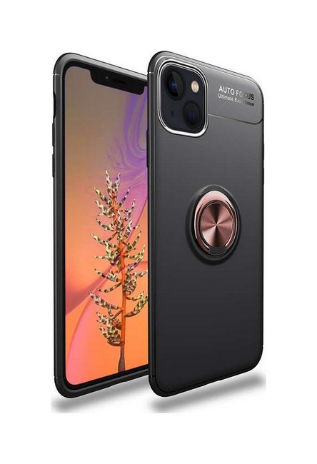 Levně Kryt TopQ iPhone 13 silikon černý s měděným prstenem 70210 (pouzdro neboli obal na mobil iPhone 13)