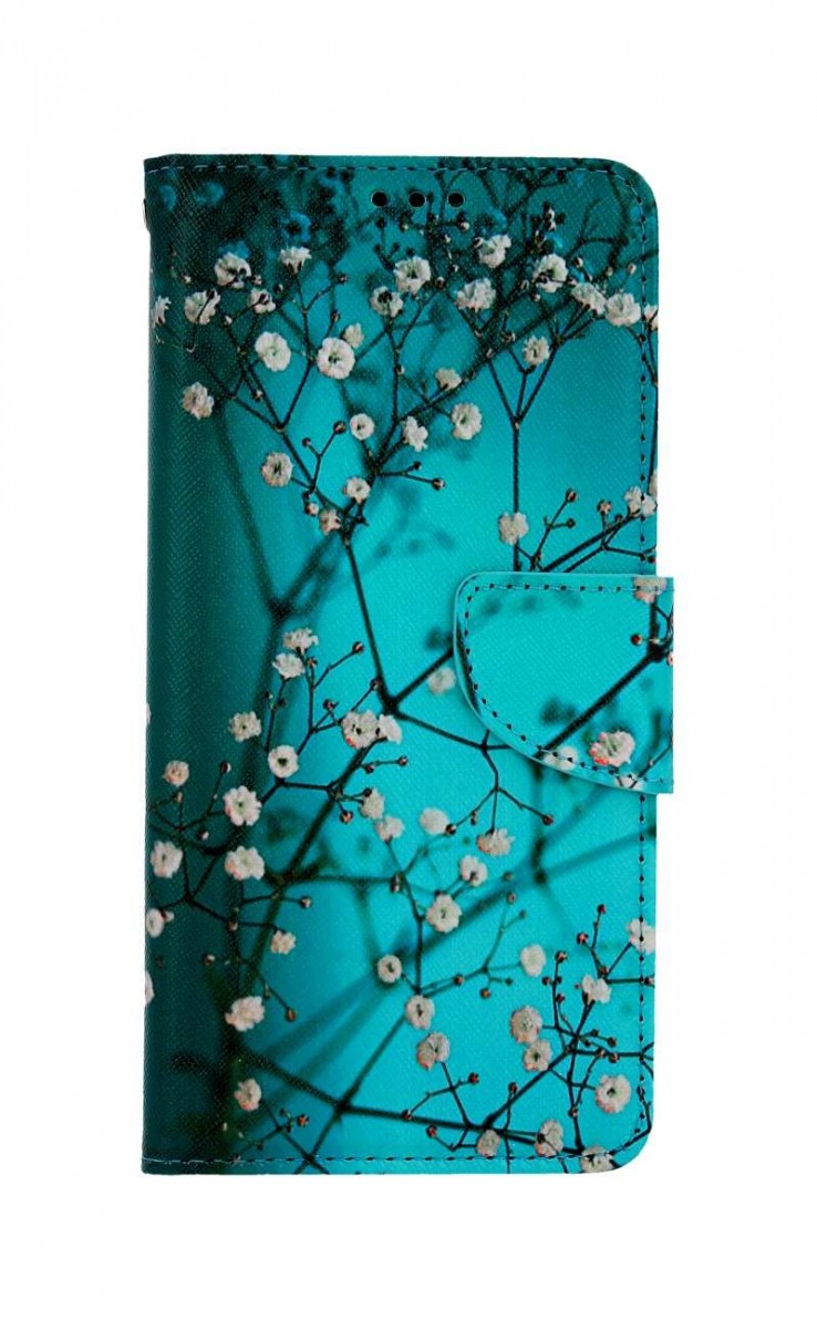 Knížkové pouzdro na Realme C25Y Modré s květy