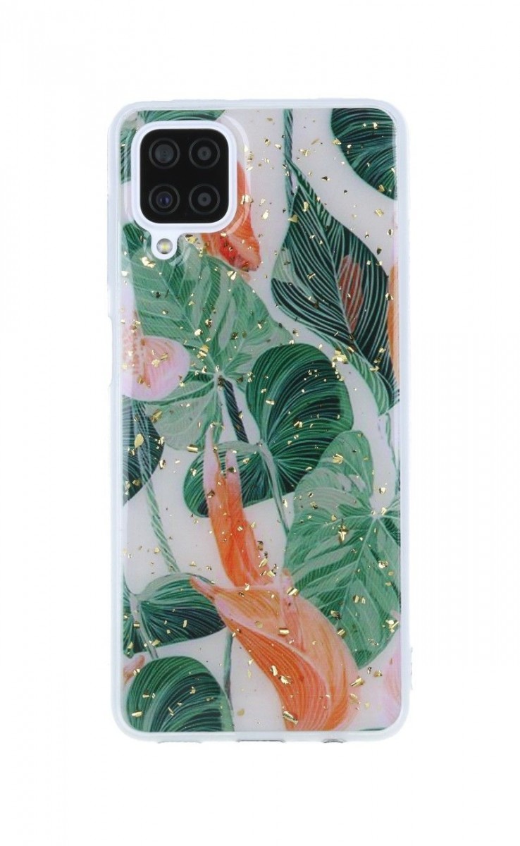 Kryt TopQ Gold Glam Samsung A12 silikon Anthurium 70325 (obal neboli obal na mobil Samsung A12)