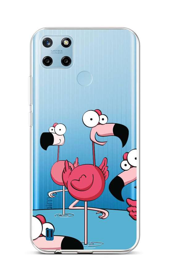 Levně Kryt TopQ Realme C25Y silikon Cartoon Flamingos 70610 (pouzdro neboli obal na mobil Realme C25Y)