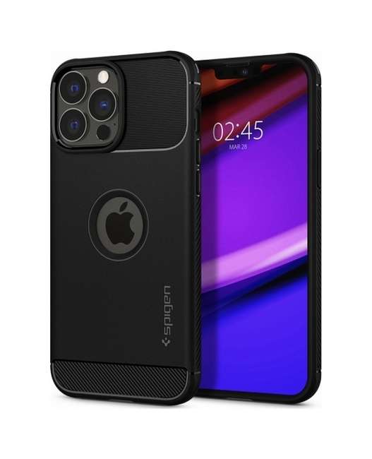Zadní silikonový kryt Spigen Rugged Armor na iPhone 13 Pro černý