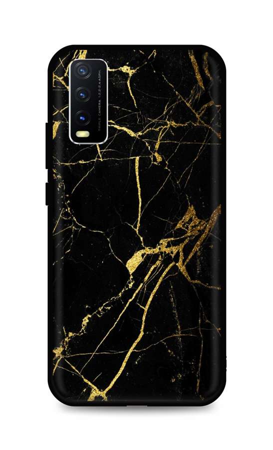 Zadní pevný kryt LUXURY na Vivo Y20s Marble černo-zlatý 