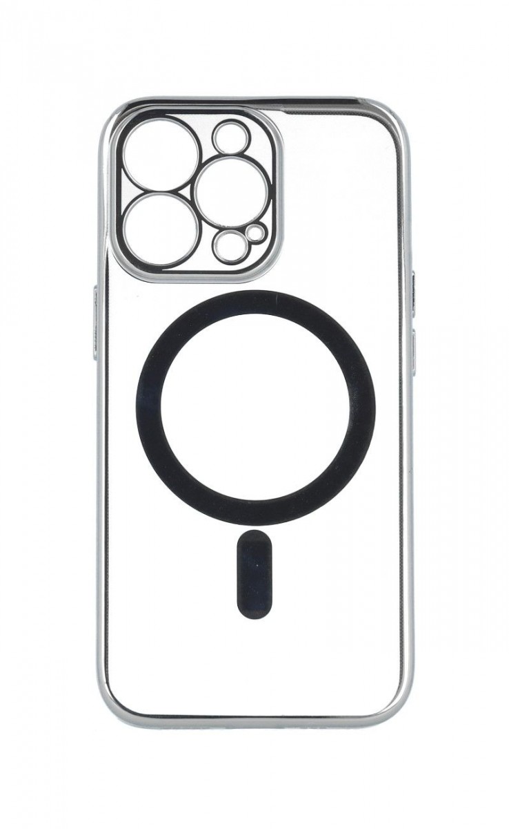 Zadní silikonový kryt na iPhone 13 Pro Max Luxury MagSafe stříbrný