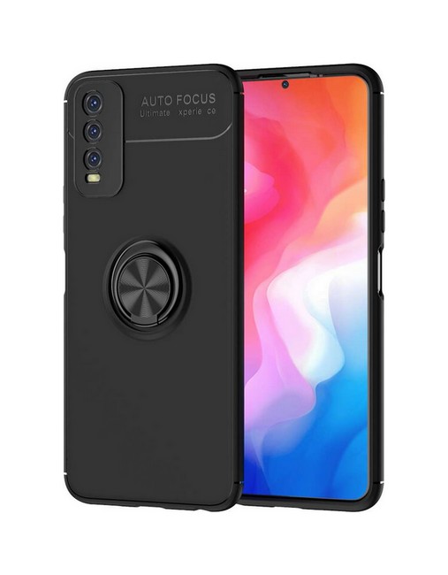 Zadní silikonový kryt na Vivo Y11s černý s černým prstenem