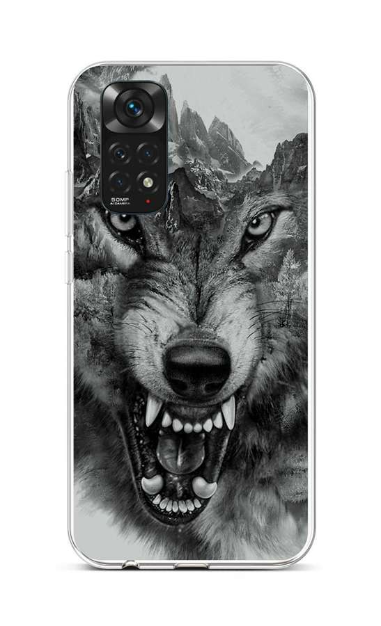 Zadní silikonový kryt na Xiaomi Redmi Note 11 Černobílý vlk