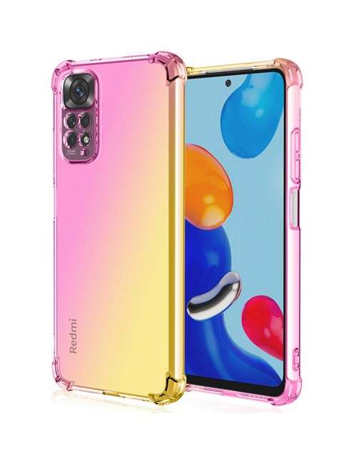 Zadní silikonový kryt na Xiaomi Redmi Note 11 Shock duhový růžovo-žlutý
