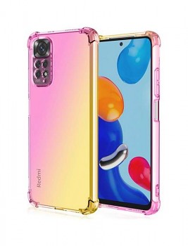 Zadní silikonový kryt na Xiaomi Redmi Note 11 Shock duhový růžovo-žlutý