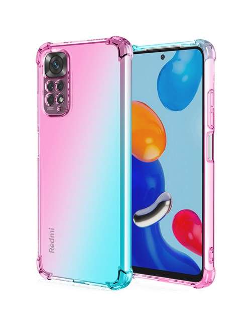 Zadní silikonový kryt na Xiaomi Redmi Note 11 Shock duhový mentolovo-růžový