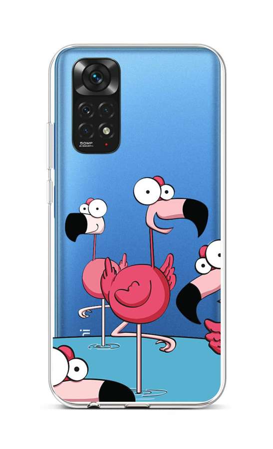 Levně Kryt TopQ Xiaomi Redmi Note 11 silikon Cartoon Flamingos 71907 (pouzdro neboli obal na mobil Xiaomi Redmi Note 11)
