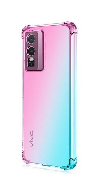 Zadní silikonový kryt na Vivo Y76 5G Shock duhový mentolovo-růžový