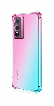 Zadní silikonový kryt na Vivo Y76 5G Shock duhový mentolovo-růžový