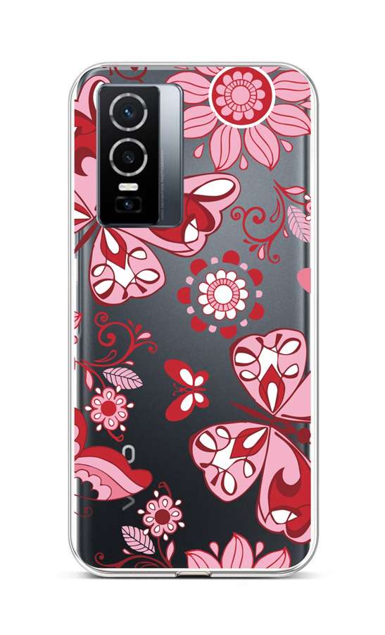 Levně Kryt TopQ Vivo Y76 5G silikon Pink Butterfly 72502 (pouzdro neboli obal na mobil Vivo Y76 5G)