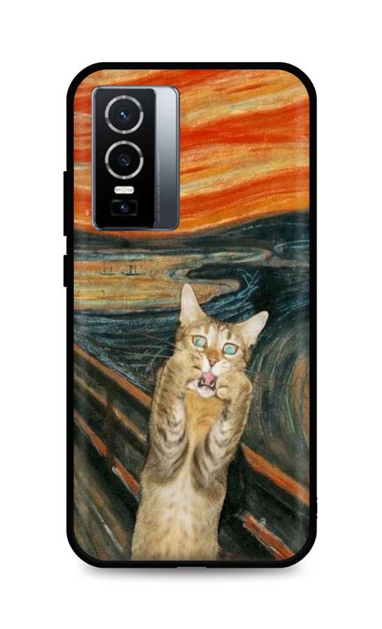 Zadní silikonový kryt DARK na Vivo Y76 5G Scared Cat