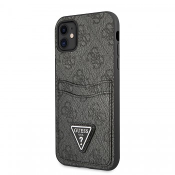 Guess 4G Saffiano Double Card Zadní Kryt pro iPhone 11 Black