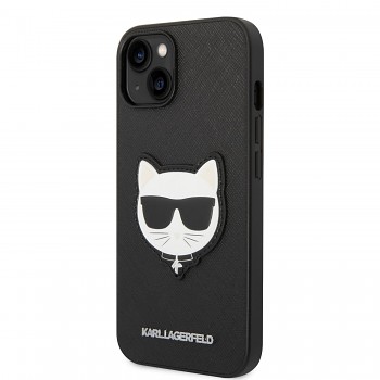 Karl Lagerfeld PU Saffiano Choupette Head Zadní Kryt pro iPhone 14 Plus Black