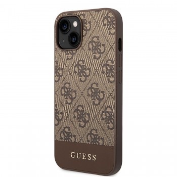 Guess 4G Stripe Zadní Kryt pro iPhone 14 Plus Brown