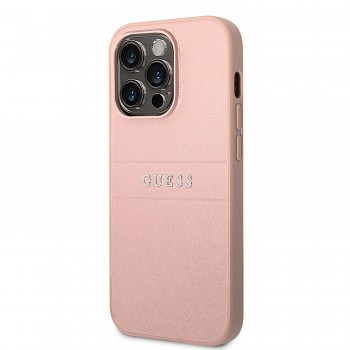 Guess PU Leather Saffiano Zadní Kryt pro iPhone 14 Pro Max Pink