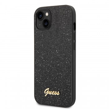 Guess PC/TPU Glitter Flakes Metal Logo Zadní Kryt pro iPhone 14 Plus Black