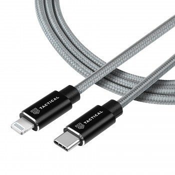 Tactical Fast Rope Aramid Cable USB-C/Lightning MFI 0.3m Grey