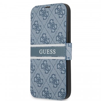 Guess PU 4G Printed Stripe Book Pouzdro pro iPhone 13 mini Blue