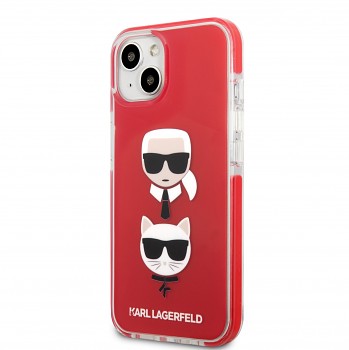 Karl Lagerfeld TPE Karl and Choupette Heads Kryt pro iPhone 13 Red