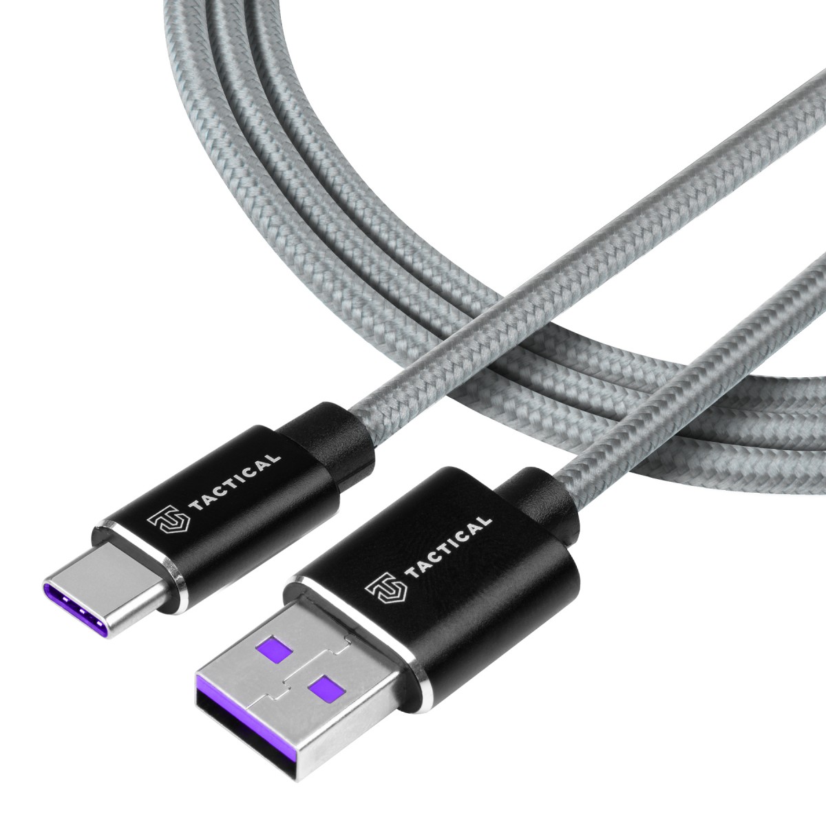 Tactical Fast Rope Aramid Cable USB-A/USB-C - HUAWEI SUPER CHARGE 1m Grey
